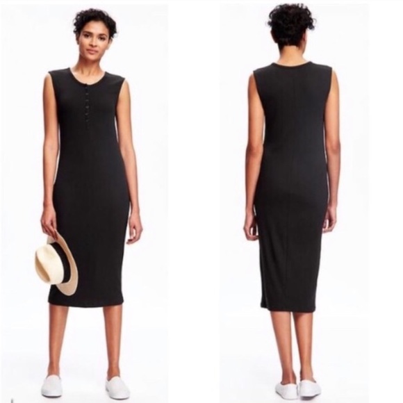 ribbed henley midi dress